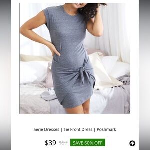 Aerie- Sz Medium- Tie Knot Dresss- Heathered Dark Grey- Super Flattering!!
